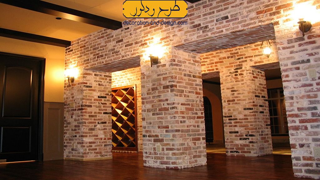 دکوراسیون داخلی با آجر در ستون ها
