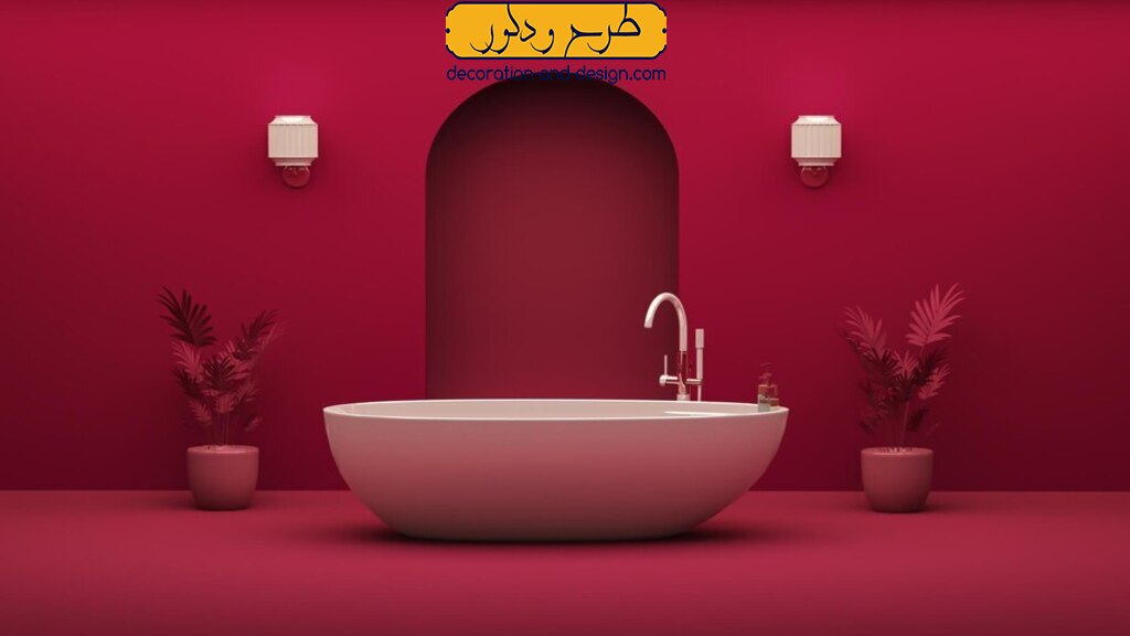 استفاده از رنگ زرشکی در دکوراسیون حمام