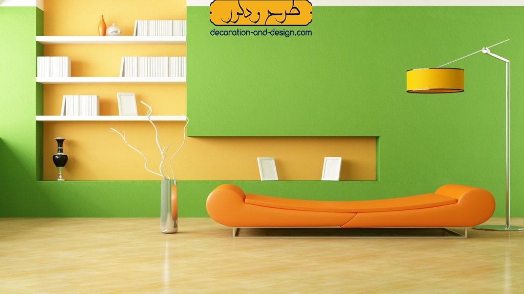 سالن پذیرایی سبز و کرم