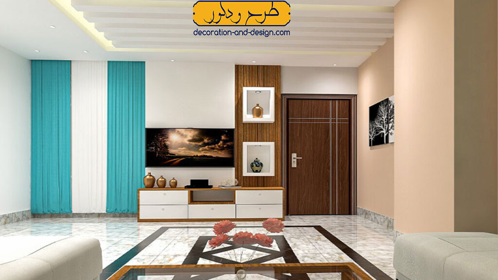 حفظ تمیزی و سادگی در دکوراسیون داخلی پذیرایی مربع شکل